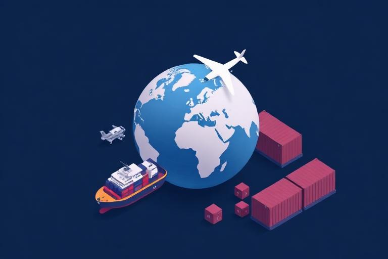 Ilustração isométrica de comércio internacional com globo